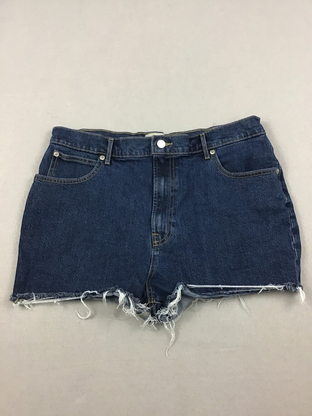 Everlane Jean Shorts Women 32 Blue Way-High Denim 5 Pockets High Rise Raw Hem